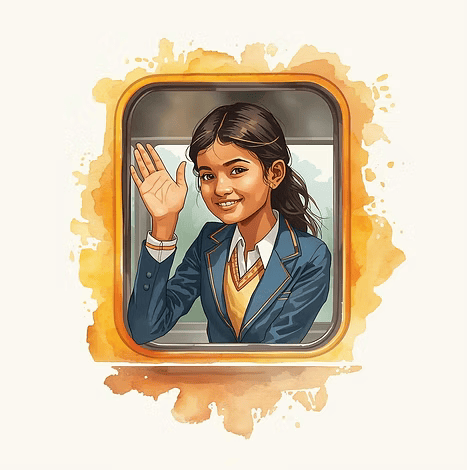 Ujjval Wing Student Waving Illustration